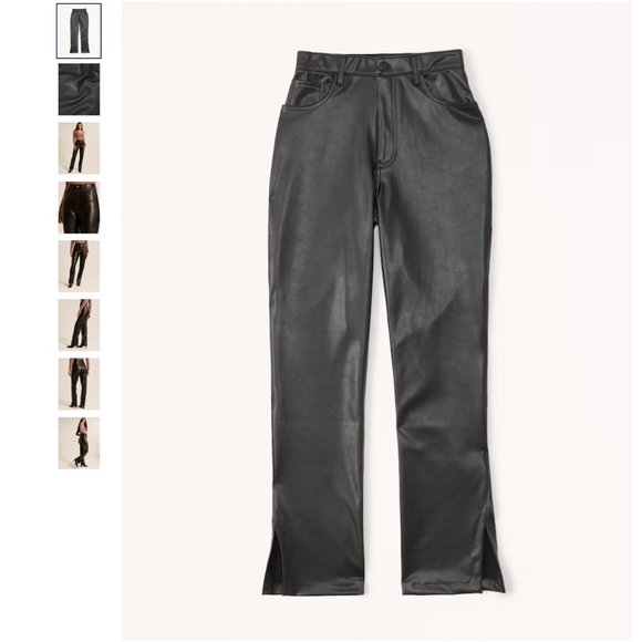 NWT A&F - Curve Love Split-Hem Vegan Leather 90s Straight Pant - Picture 7 of 9